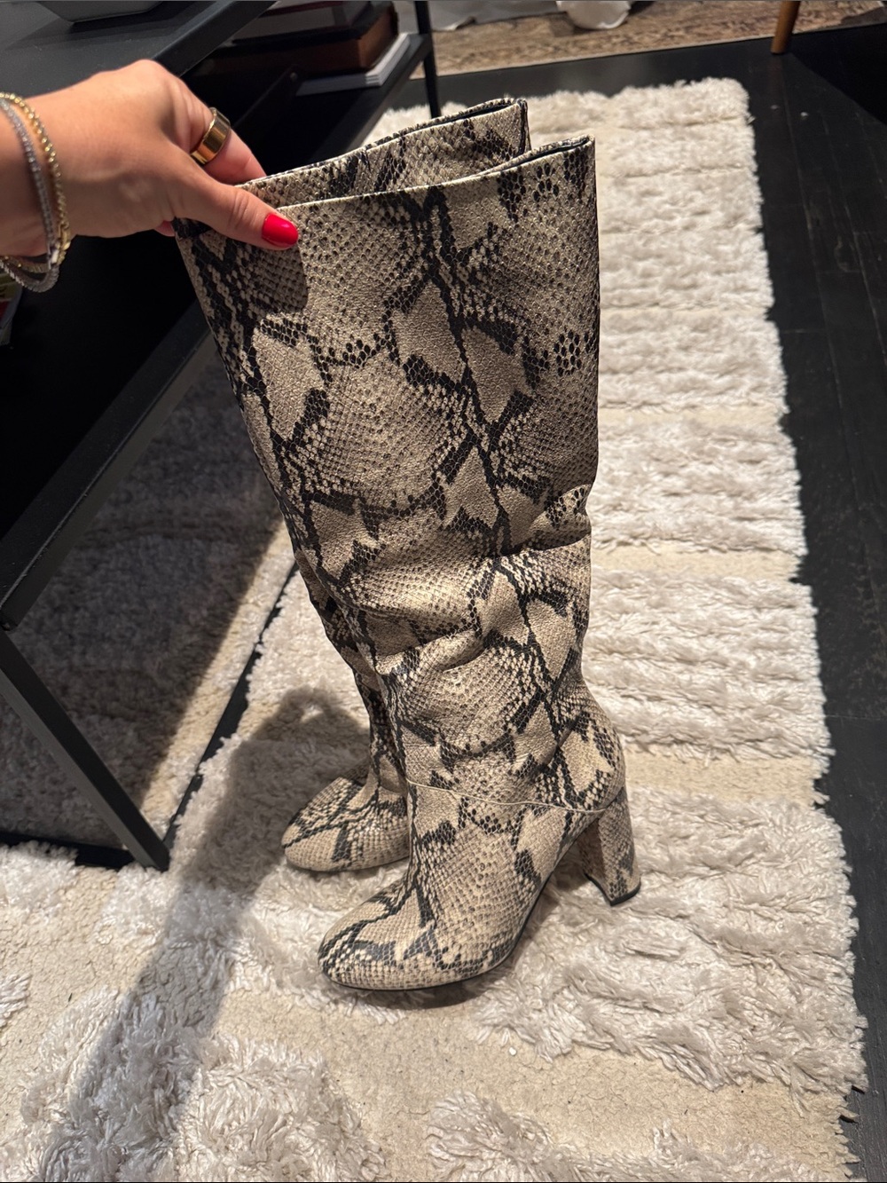 Cole Haan Snake-Print Knee High Boots